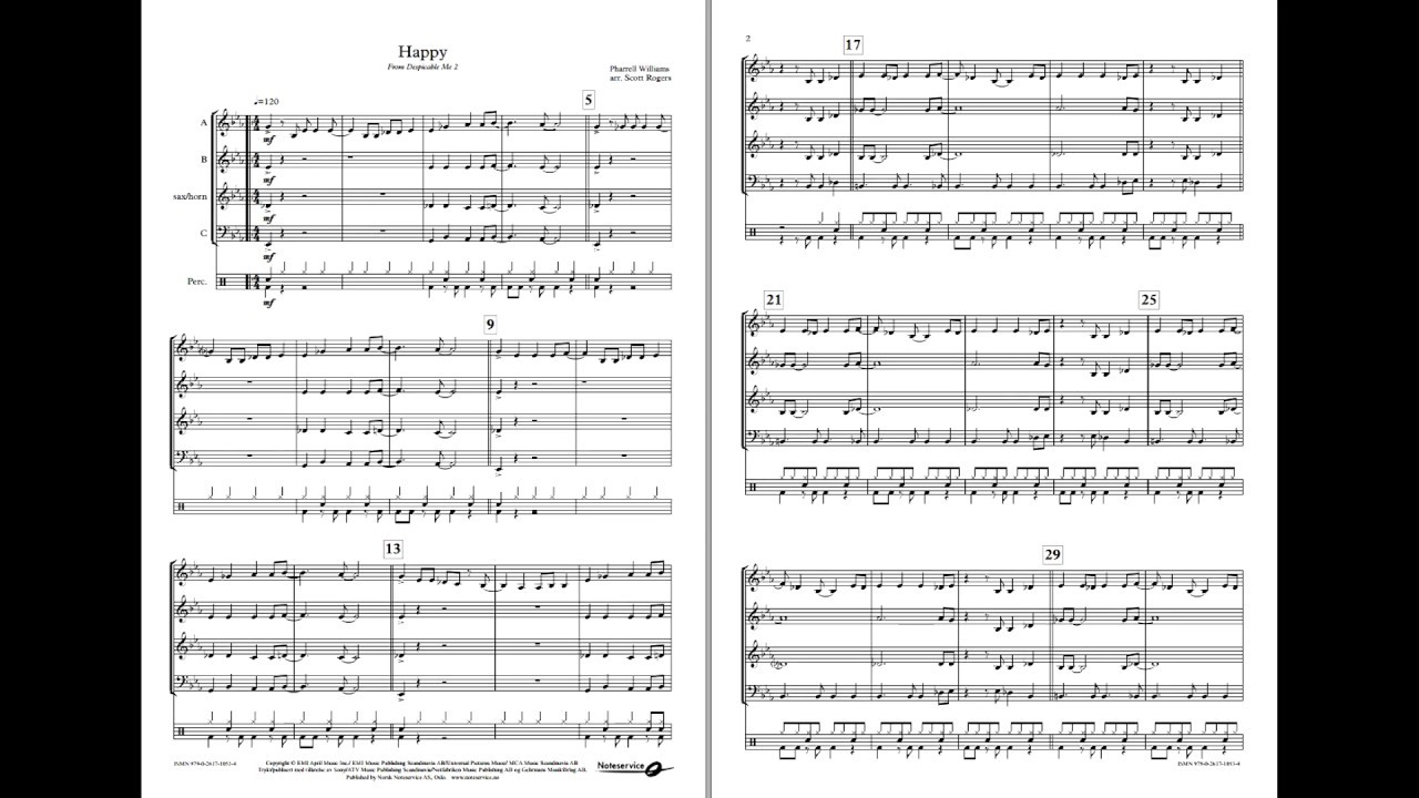 Happy (From Despicable Me 2) - DEBUT Grade 1,5 arr: Rogers - YouTube Noteservice Band Music
