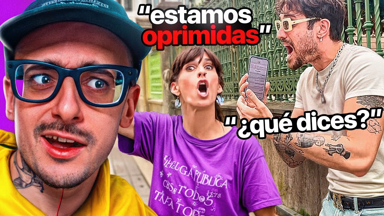 una mujer interrumpe una entrevista para discutir sobre FEMINISMO...