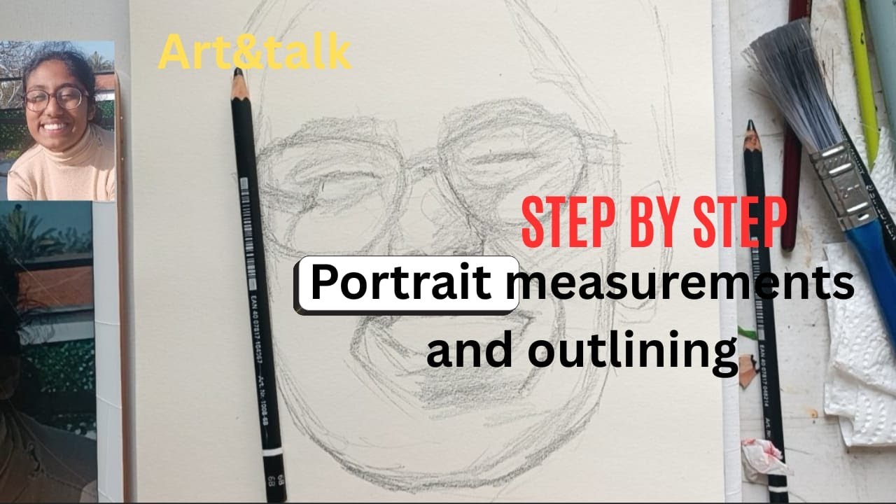 Charcoal Portrait Drawing: Step by Step Outlining & Measurement Tutorial. 