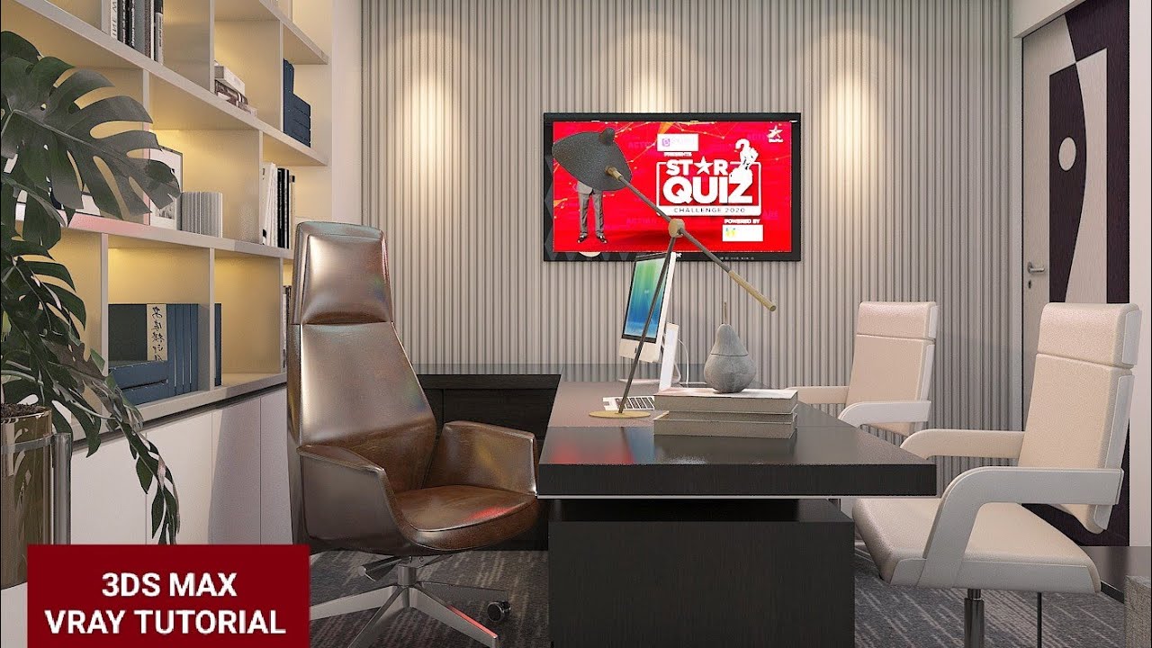 3ds Max office interior design tutorial full video Vray RENDAR SETTING ...