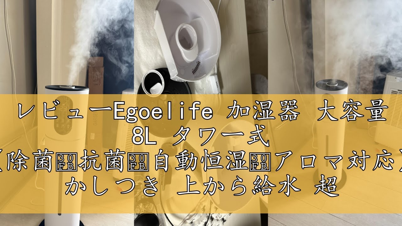 レビューEgoelife 加湿器 大容量 8L タワー式 【除菌・抗菌・自動恒湿