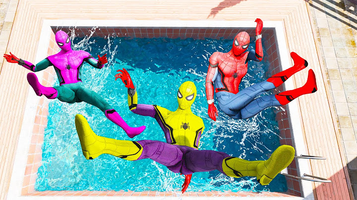 GTA 5 Rainbow Yellow Vs Red & Pink Spiderman Jumping Into Pool (Euphoria Physics/Ragdolls) #1