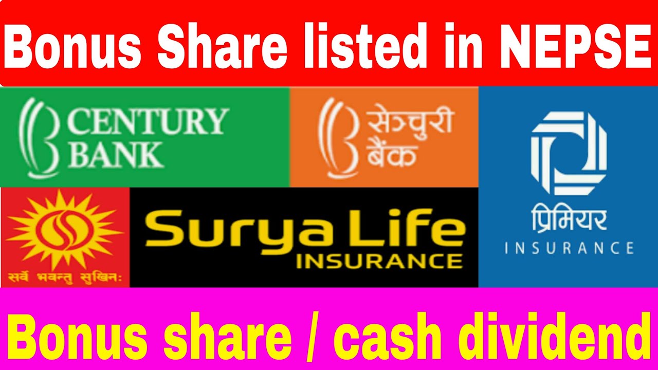 Bonus Share Listed In NEPSE Century Bank Surya Life Insurance prime Bonus Share Listed In NEPSE Century Bank Surya Life Insurance prime