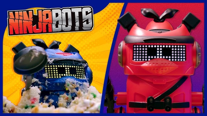 Ninja Bots Hilarious Battling Robot with 3 Weapons & Trainer - 2 Pack -  Blue/Red