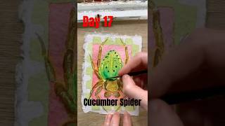 Day 17 Cucumber Spiders! A vibrant green and rather cute little UK spider. #bugtime #wildlife #art
