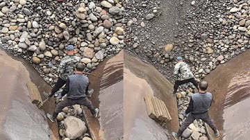 2,500 tons sand ship unloading pebbles  | Satisfactory video | Vlog of working on the barge