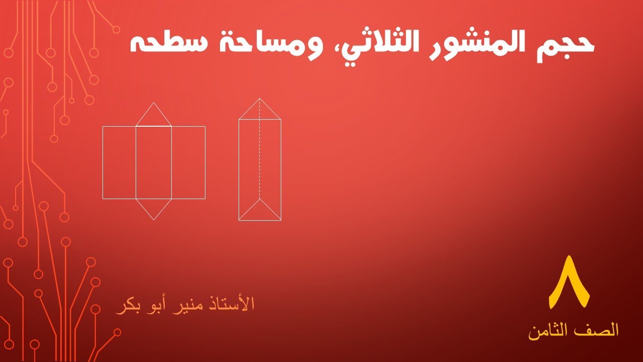 ‫حجم المنشور الثلاثي ومساحة سطحه  - الصف الثامن