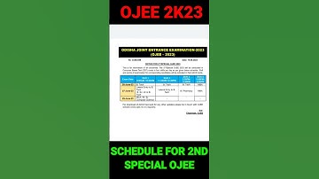 SCHEDULE 2ND SPECIAL OJEE #ojee #ojee2023 #update
