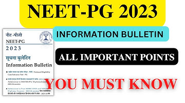 Neet pg 2023🔥information bulletin published 🔥All important points discussion#neetpg #neetpg2023