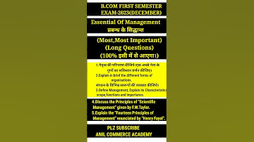 bcom 1st semester imp long questions of essential of management #shorts