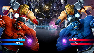 Thor & Red Hulk vs Thor & Blue Hulk (Very Hard) Marvel vs Capcom | 4K UHD Gameplay