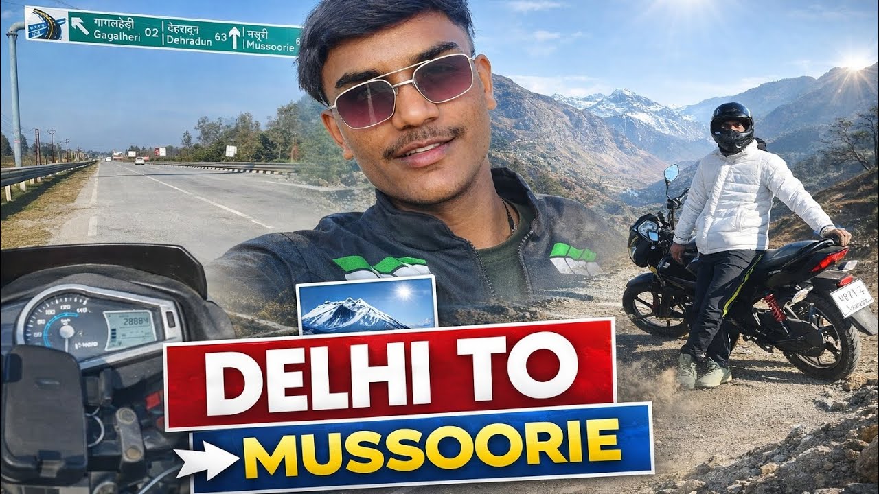 Delhi to mussoorie 🏔️ bike ride 125cc (bhai raste Mein camera stand gir Gaya 😑) 