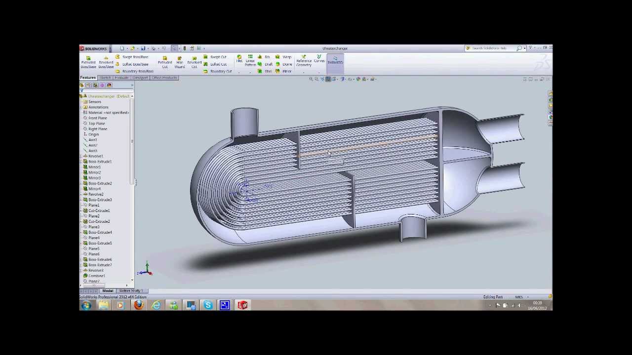 U heat exchanger model in SolidWorks YouTube