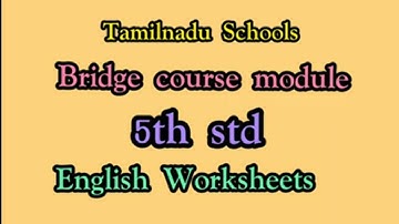 Bridge course module 5th std English worksheets