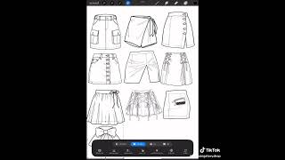 100 Procreate skirt stamps. Procreate clothing stamps. Skirt Procreate stamps