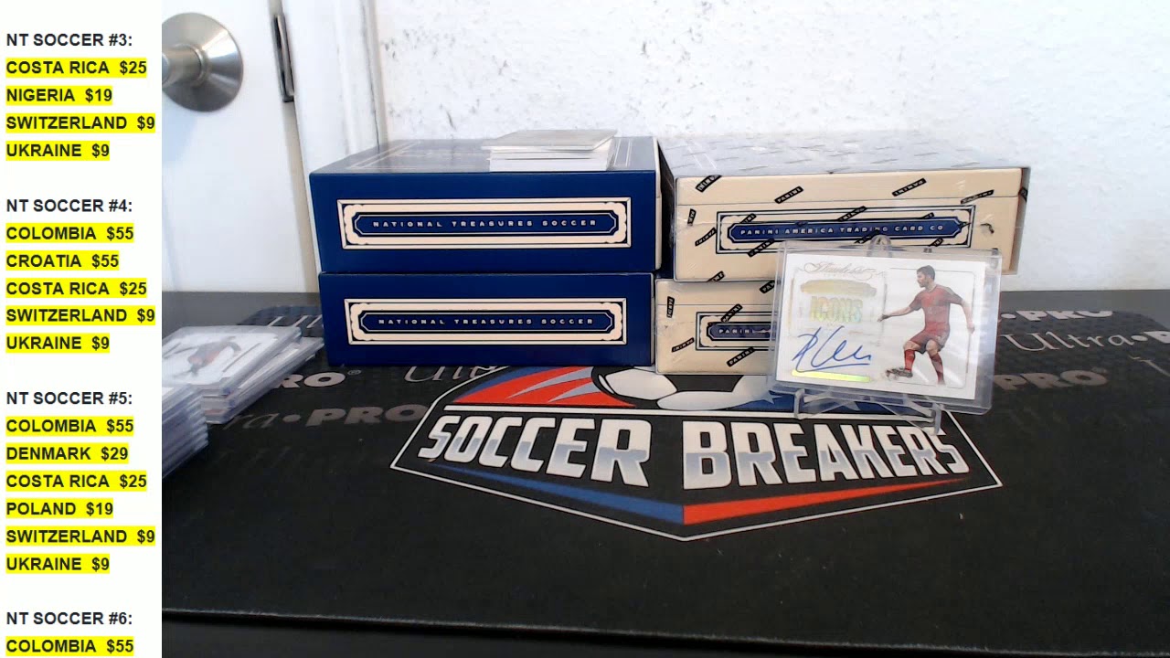 football score 2018 NATIONAL TREASURES SOCCER PANINI 4 BOX PYT CASE BREAK #2, JUNE 22, 2018