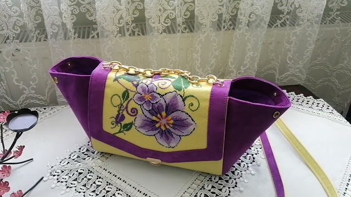 Відео 145. Ексклюзивна шкіряна сумка з вставкою з ручною вишивкою нитками ДМС 🤩😍💥