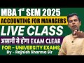 Accounting For Managers | Mba Accounts | Mba 1st Sem | Accounts Live Class | Rajnish Sharma Sir |