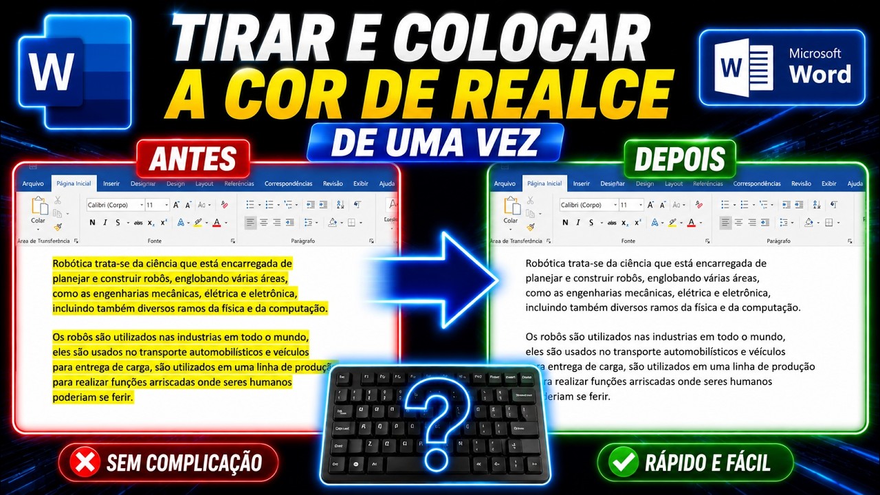 Como remover a cor de realce do texto no Word, de uma vez só. - YouTube