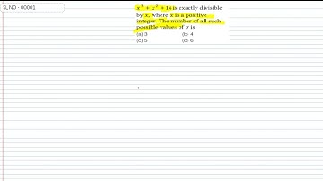 x3+x2+16 is exactly divisible by x, where x is a +ve integer.The number of all such pos. value of x