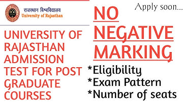 URATPG 2021|| Eligibility and exam pattern for Rajasthan university admission test for pg 2021||