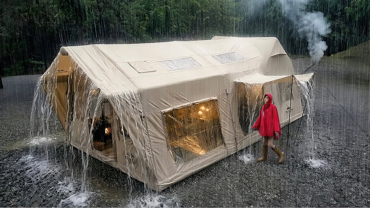 Powerful Heavy Rain 5-Star Hotel Comfort in a Luxury Tent camping