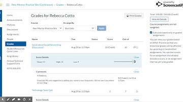 Accessing, Saving, and Printing Grades in Canvas