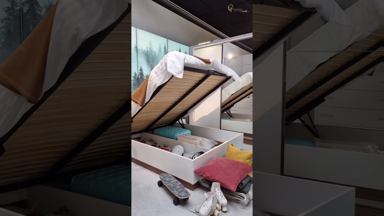 Pat cu somiera rabatabila si iluminare cu LED alb Daciana