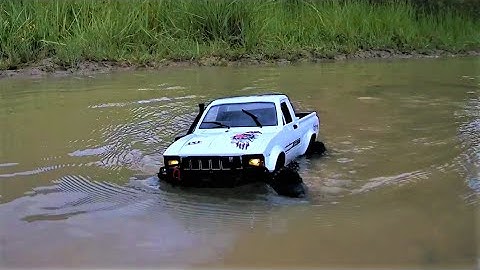 Traxxas Clone WPL C24 Crawler Truck Water and Mud Test Drive. 2.4 GHz 4x4 1:16 C24 RC Car Review.