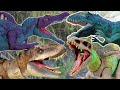 Spinosaurus Indominus Rex Giganosaurus &amp; T-rex Epic Battle  Jurassic World Toys