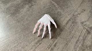折り紙 簡単 かわいい ハロウィン １枚折り ガイコツの手の折り方 作り方 origami tutoriel how to make a Halloween skeleton hand