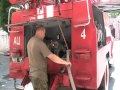 soviet fire truck pumps water