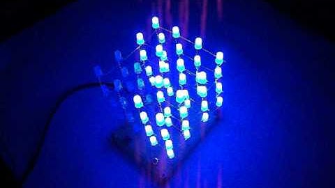 DIY LED Cube Kit 4*4*4 Blue Light 64pcs LEDs Sound Control Electronic Learning Set