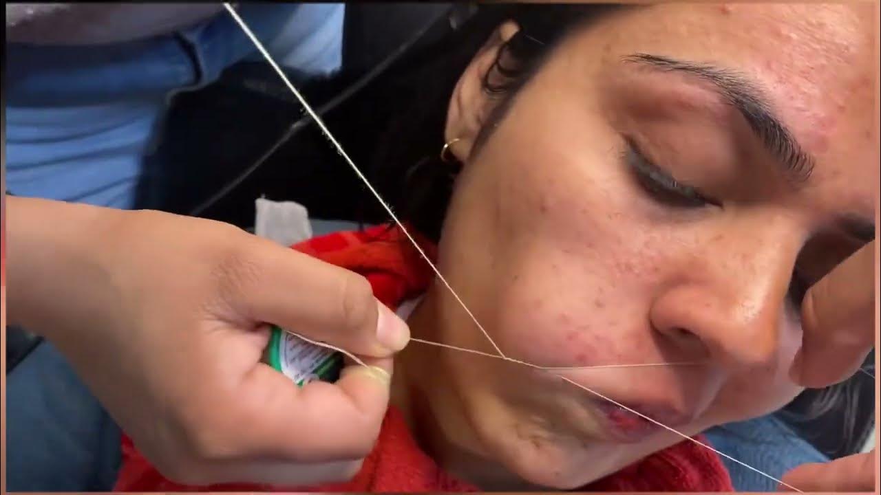 How to Thread Upper Lips Upper lip Threading Remove Upper lips Hair Salon YouTube