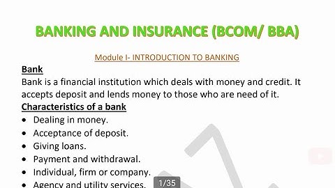 Banking and insurance 4th Semester Bcom BBA 1st module Short notes | Calicut University |