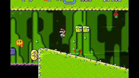 Custom SMW Level: Mossy Cave (secret exit)