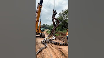 Caught on Camera:  Moving a Giant Snake with a Crane! #shorts #shortvideo #monster #crane #snake