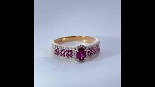 Rhodolit Ring Gold 585 14K nat. Rhodolith Edelsteine 1.15ct nat. Diamanten