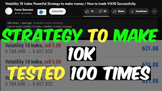 Most Popular Volatility index 10 strategy to make $10K | Tested 100 times