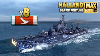 эсминец Halland: уничтожено 8 кораблей на карте 