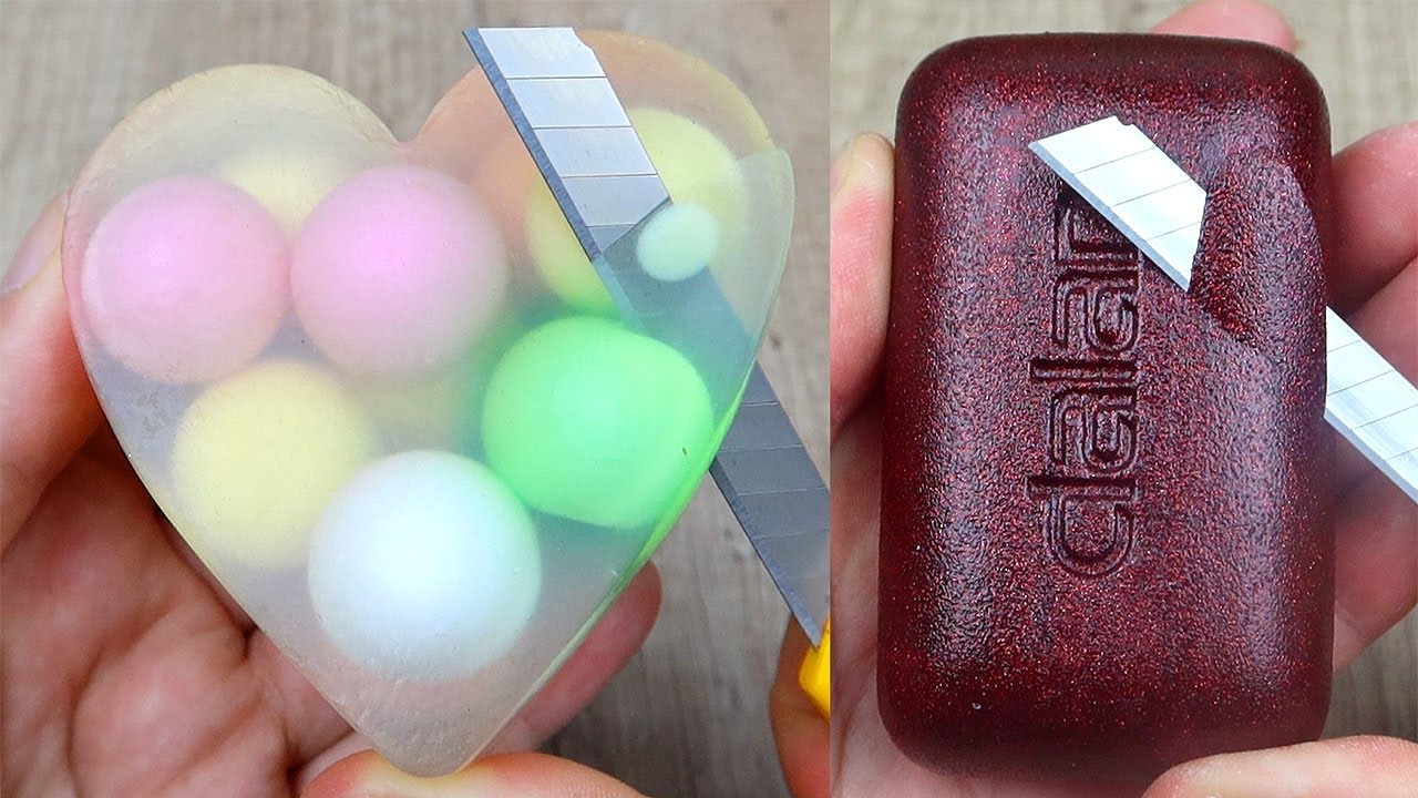 Relaxing Soap Cutting ASMR. Satisfying Soap and lipstick cutting. Corte de jabón - 910