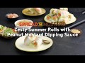 Zesty summer rolls with peanut mustard dipping sauce