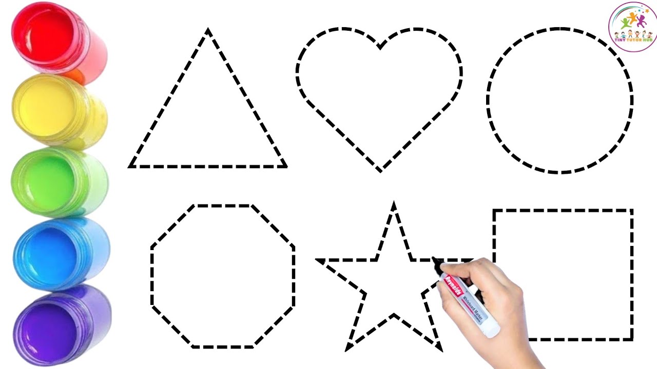 Shapes drawing for kids, Learn 2d shapes, colors for toddlers | Preschool Learning Part-65