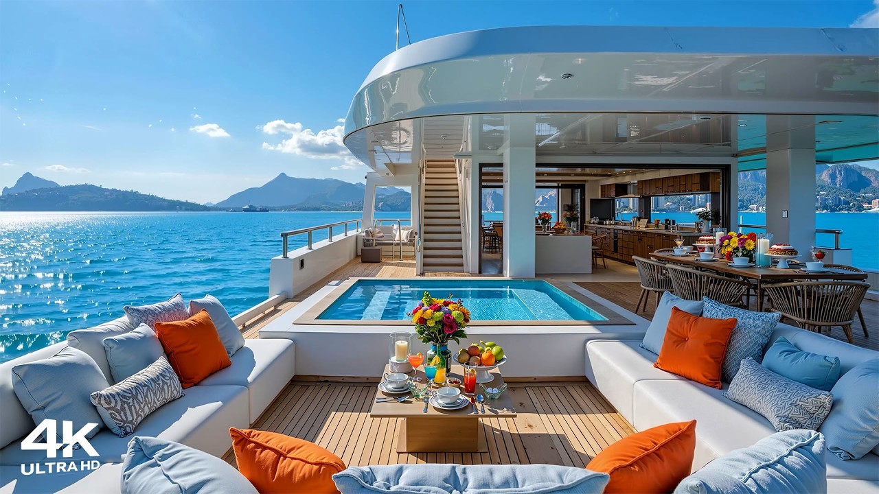 Happy Morning Bossa Nova on a Luxury Yacht ~ Relaxing Jazz Music & Ocean Wave Sounds for Good Mood