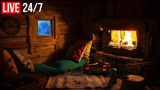 Blizzard & Fireplace in a Cozy Winter Attic | Deep Sleep, from Insomnia, Sleep Better  Live 24/7