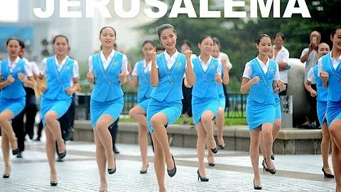 JERUSALEMA Flash Dance 400 Stewardess Flight Attendant Students Jinan City Shandong China 山东济南 踩踩踩快闪