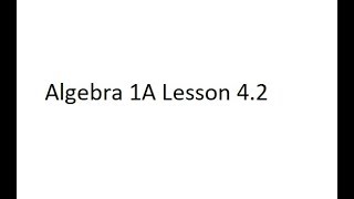 Algebra 1A Lesson 4.2 Constructing Arithmetic Sequences