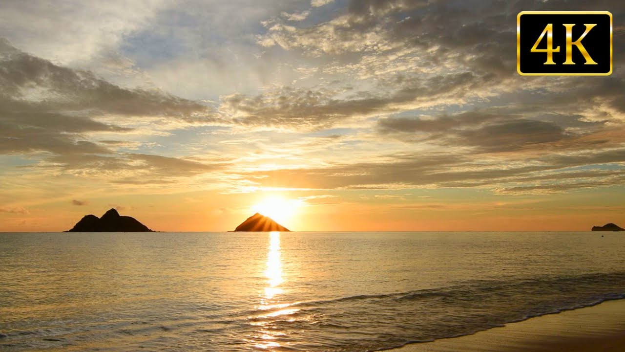 朝ハワイ 4k 癒しの朝日と波の音 ラニカイビーチの日の出でリラックス Hawaii Sunrise At Lanikai Beach With Calm Ocean Wave Sounds Youtube