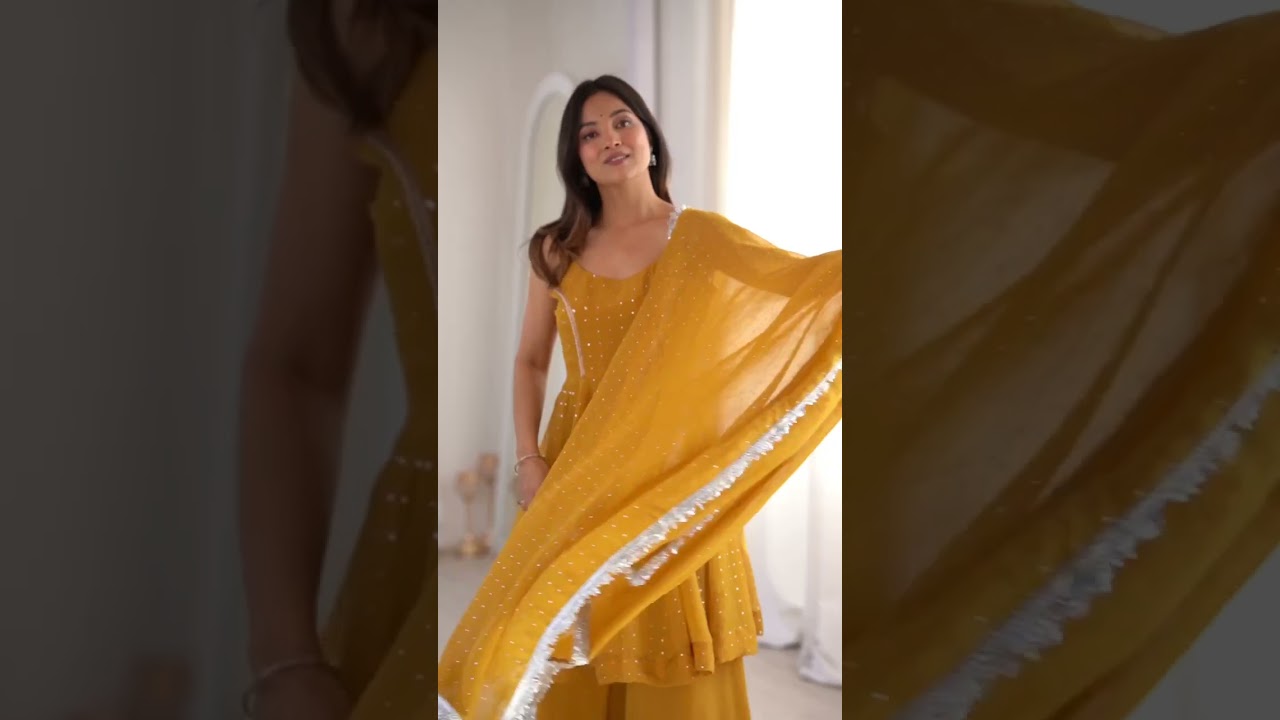 Yellow Jharkhand Work Suit – Sharara, Sleeveless