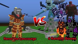 Renor the Icescourge vs 6 Random Bosses | Minecraft Mob Battle